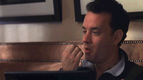 Gif of Tom Hanks typing on his computer for his end of the year goals